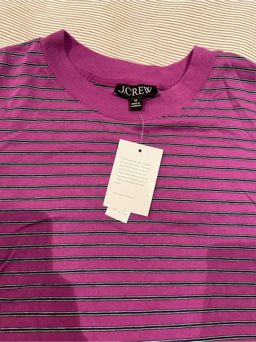 New with tags NWT jcrew boyfriend jersey relaxed cropped t-shirt in stripe